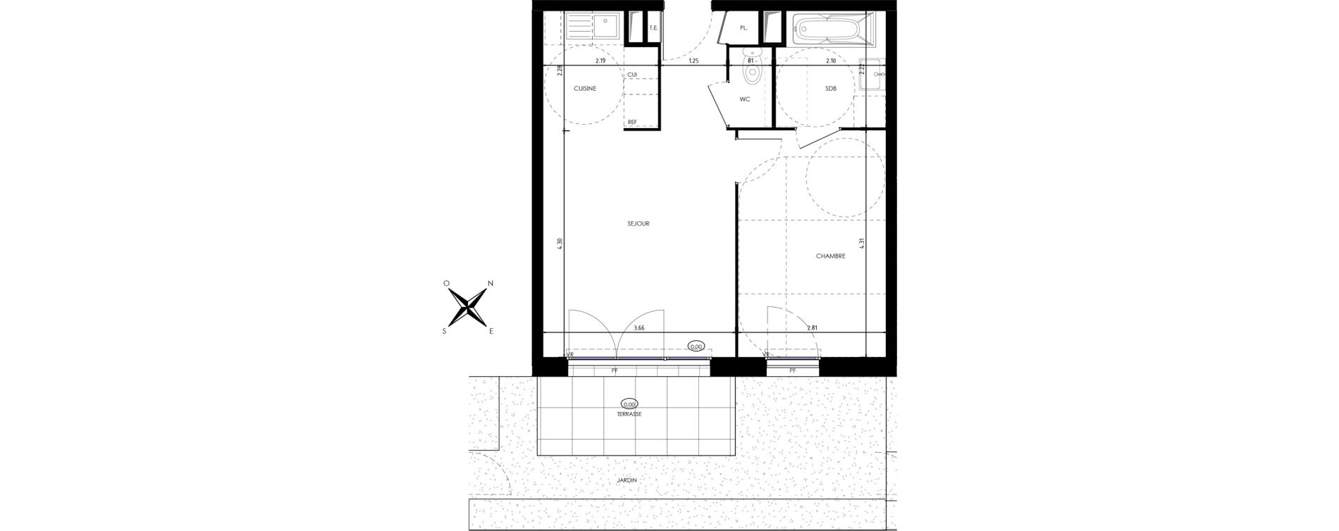 Appartement T2 de 41,50 m2 &agrave; Montville Centre