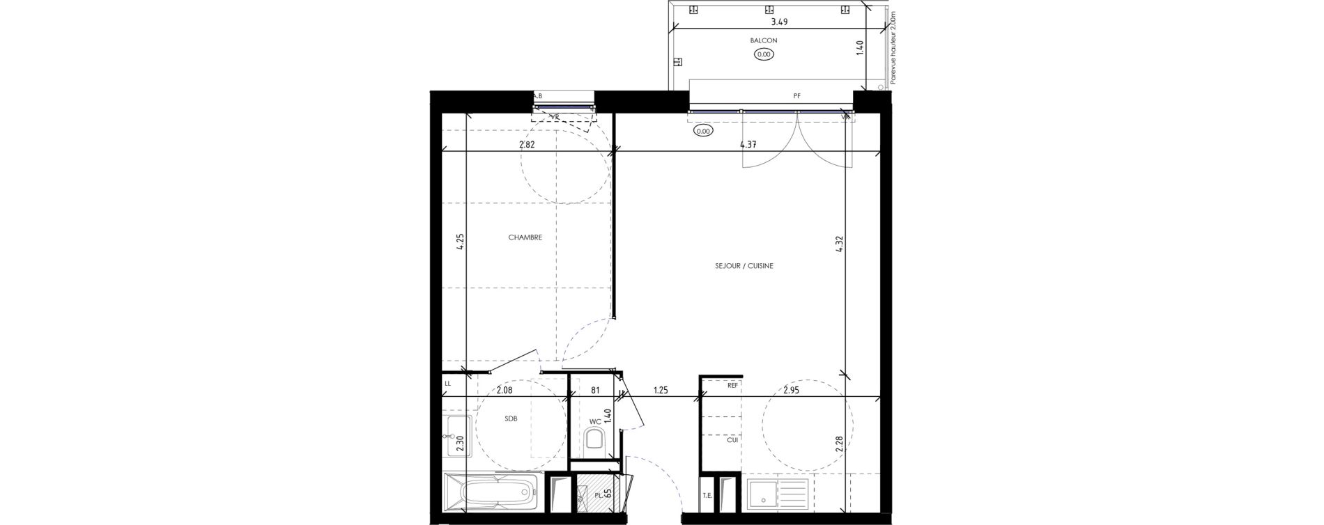 Appartement T2 de 46,25 m2 &agrave; Montville Centre