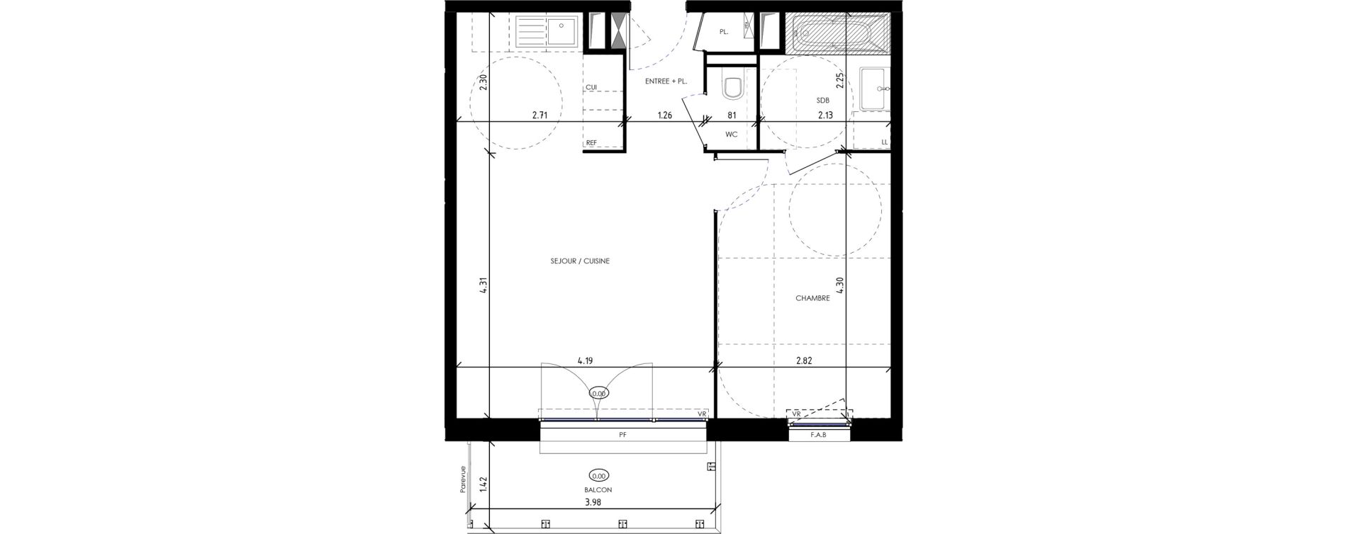 Appartement T2 de 45,10 m2 &agrave; Montville Centre