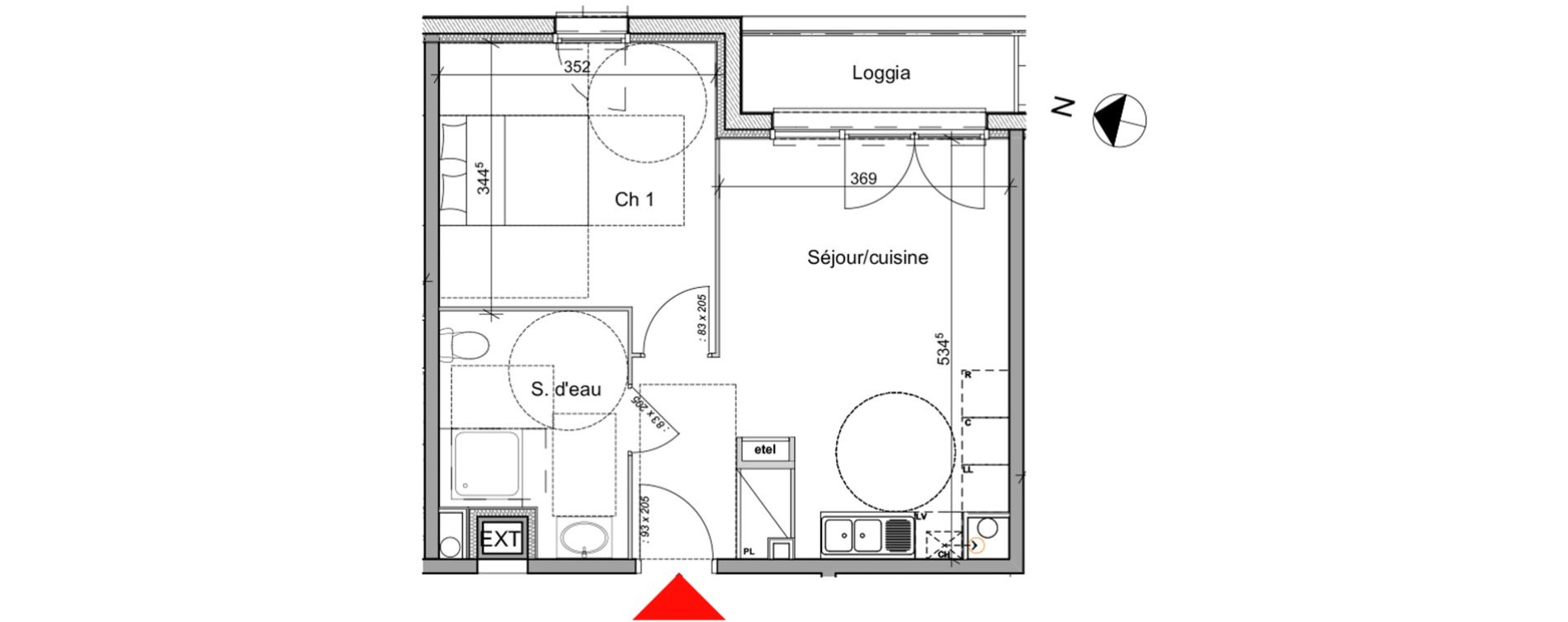 Appartement T2 de 41,22 m2 &agrave; Notre-Dame-De-Bondeville Centre