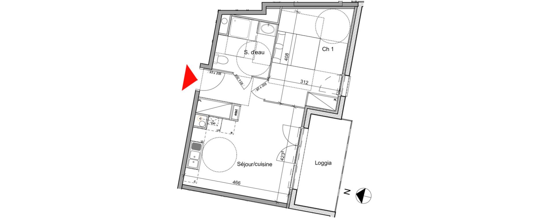 Appartement T2 de 38,92 m2 &agrave; Notre-Dame-De-Bondeville Centre