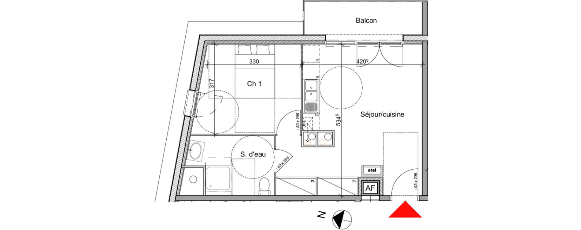 Appartement T2 de 40,52 m2 &agrave; Notre-Dame-De-Bondeville Centre