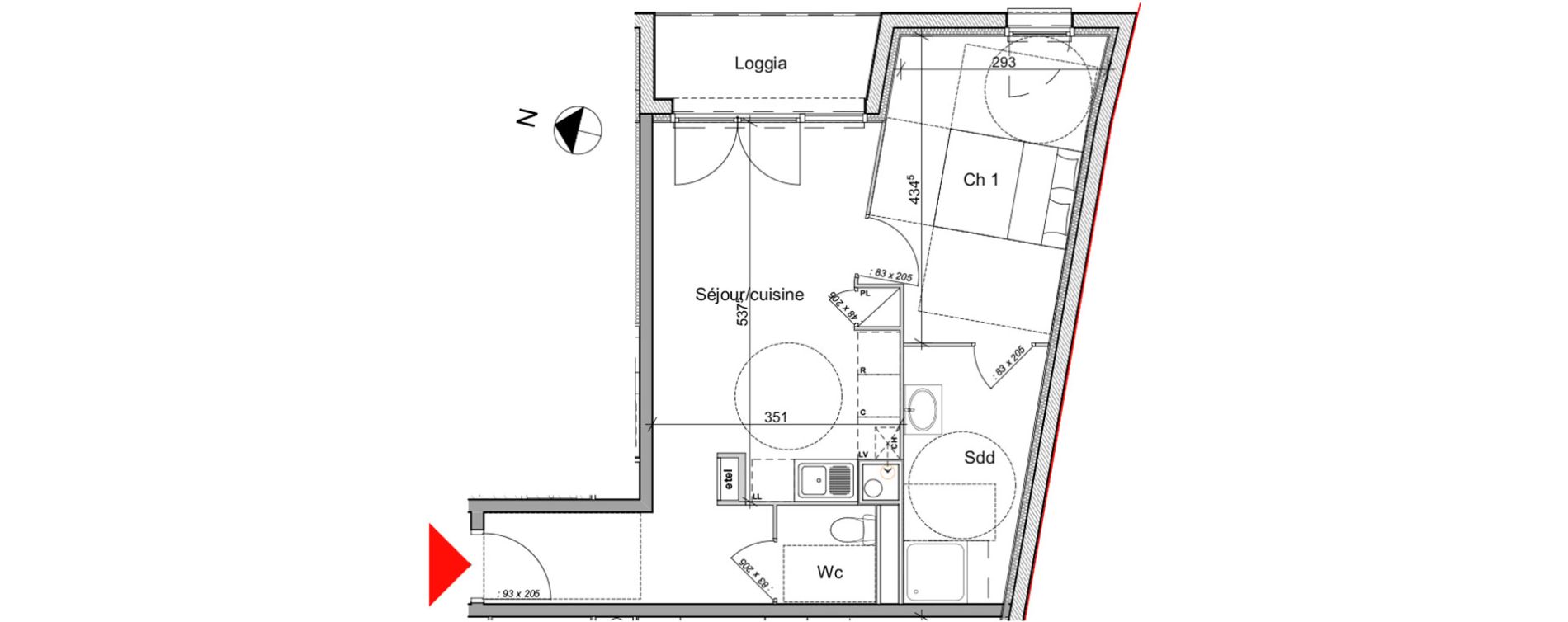 Appartement T2 de 42,76 m2 &agrave; Notre-Dame-De-Bondeville Centre