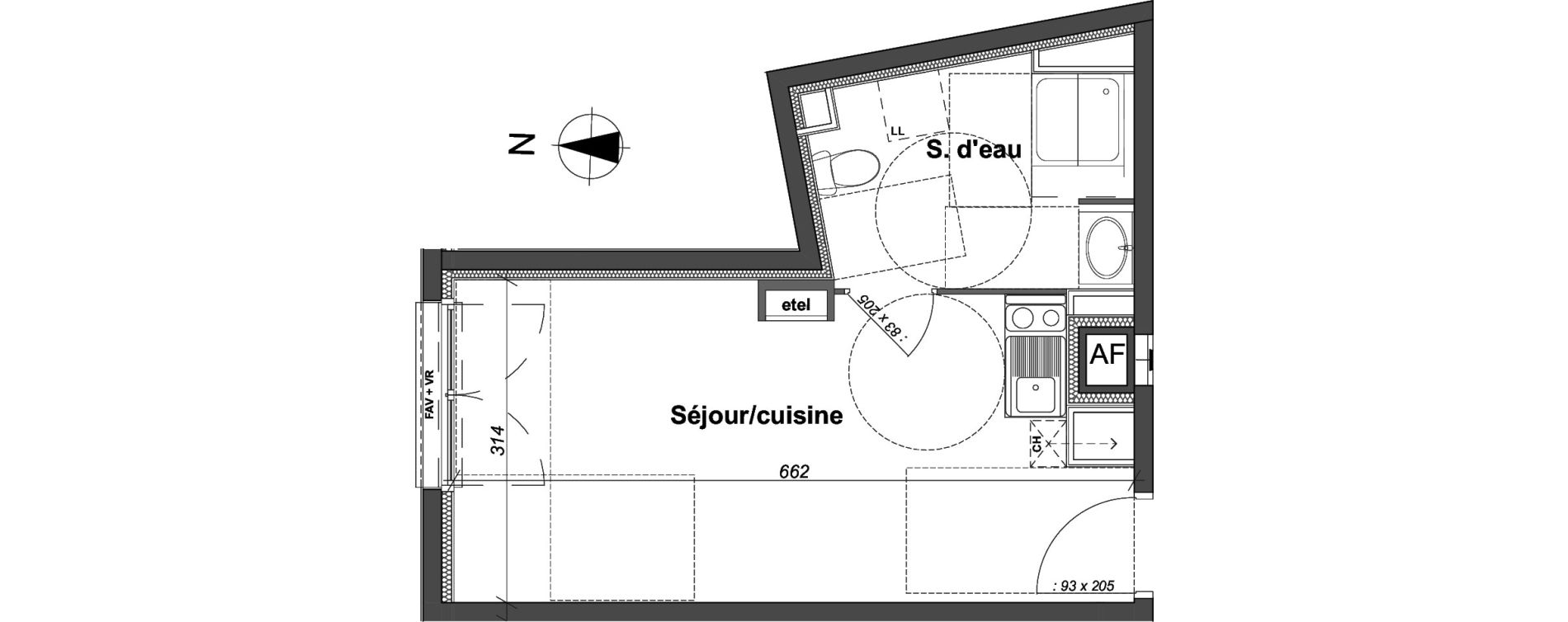 Appartement T1 de 25,32 m2 &agrave; Notre-Dame-De-Bondeville Centre