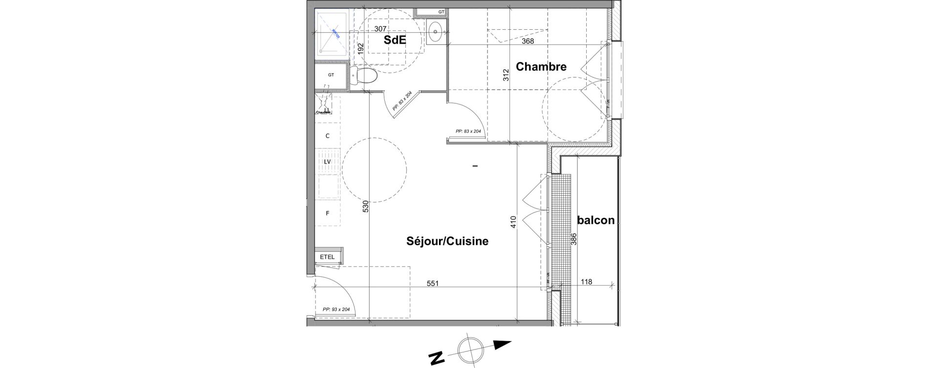 Appartement T2 de 42,12 m2 &agrave; Notre-Dame-De-Bondeville Vall&eacute;e du cailly - centre ville ouest