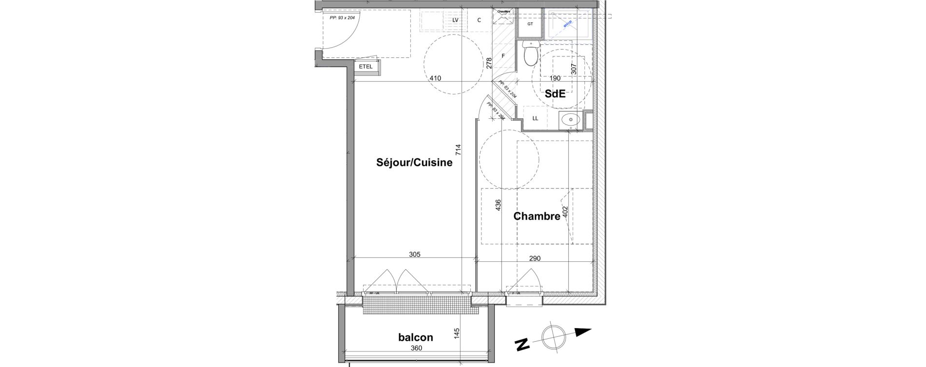 Appartement T2 de 42,47 m2 &agrave; Notre-Dame-De-Bondeville Vall&eacute;e du cailly - centre ville ouest