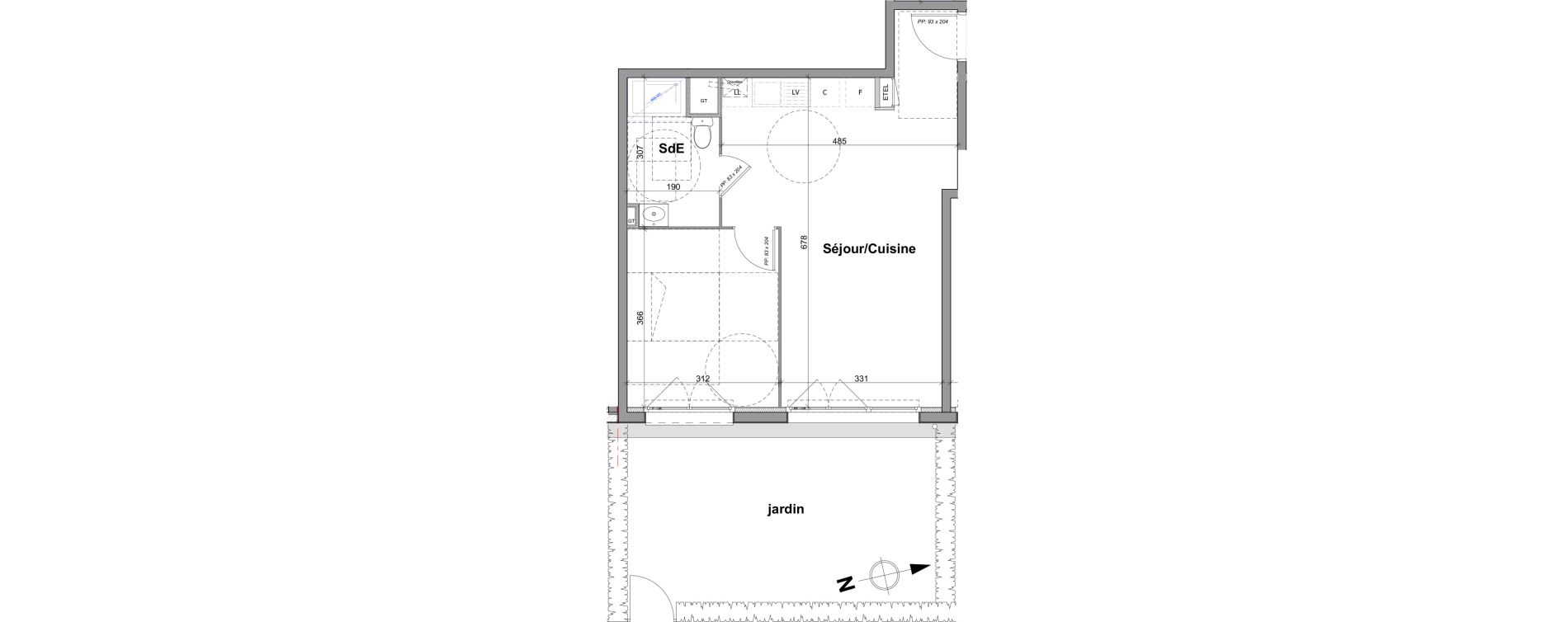 Appartement T2 de 45,05 m2 &agrave; Notre-Dame-De-Bondeville Vall&eacute;e du cailly - centre ville ouest