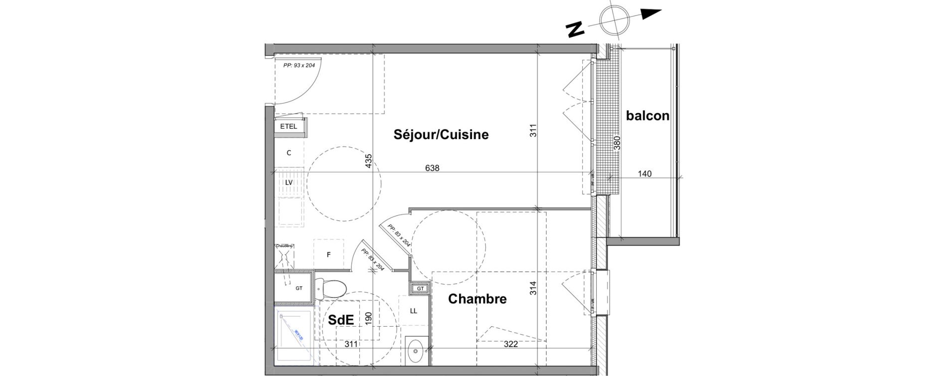 Appartement T2 de 38,78 m2 &agrave; Notre-Dame-De-Bondeville Vall&eacute;e du cailly - centre ville ouest