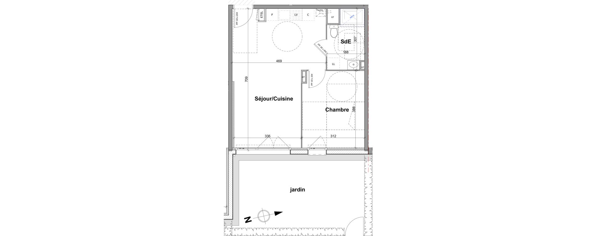 Appartement T2 de 44,63 m2 &agrave; Notre-Dame-De-Bondeville Vall&eacute;e du cailly - centre ville ouest