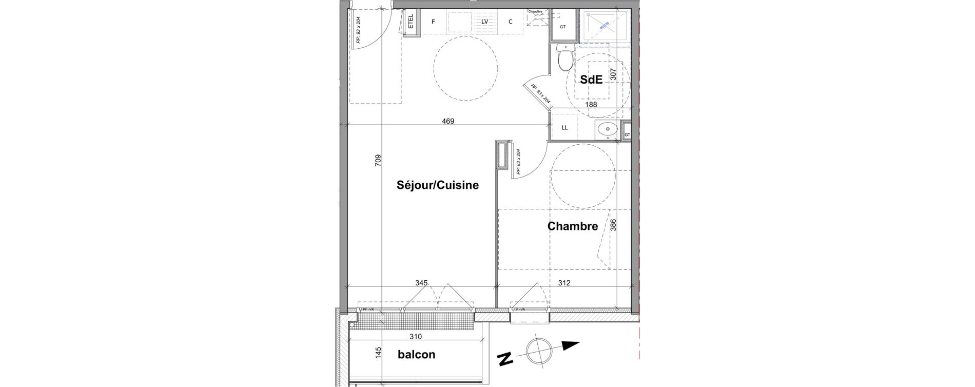 Appartement T2 de 44,63 m2 &agrave; Notre-Dame-De-Bondeville Vall&eacute;e du cailly - centre ville ouest