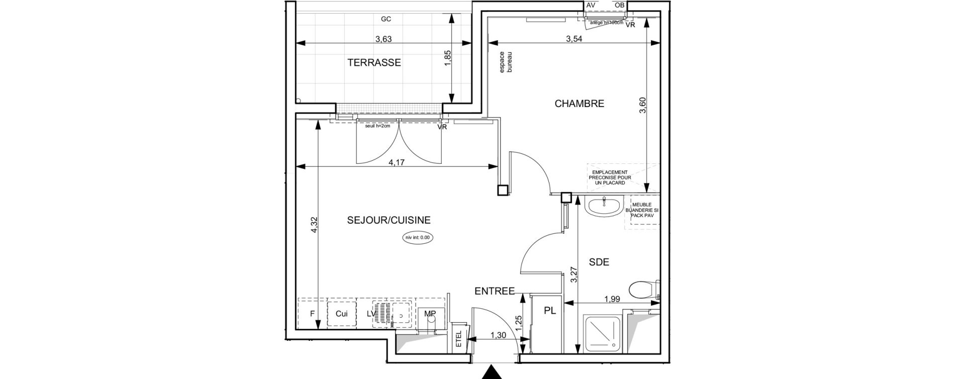 Appartement T2 de 40,57 m2 &agrave; Notre-Dame-De-Bondeville Vall&eacute;e du cailly - centre ville ouest