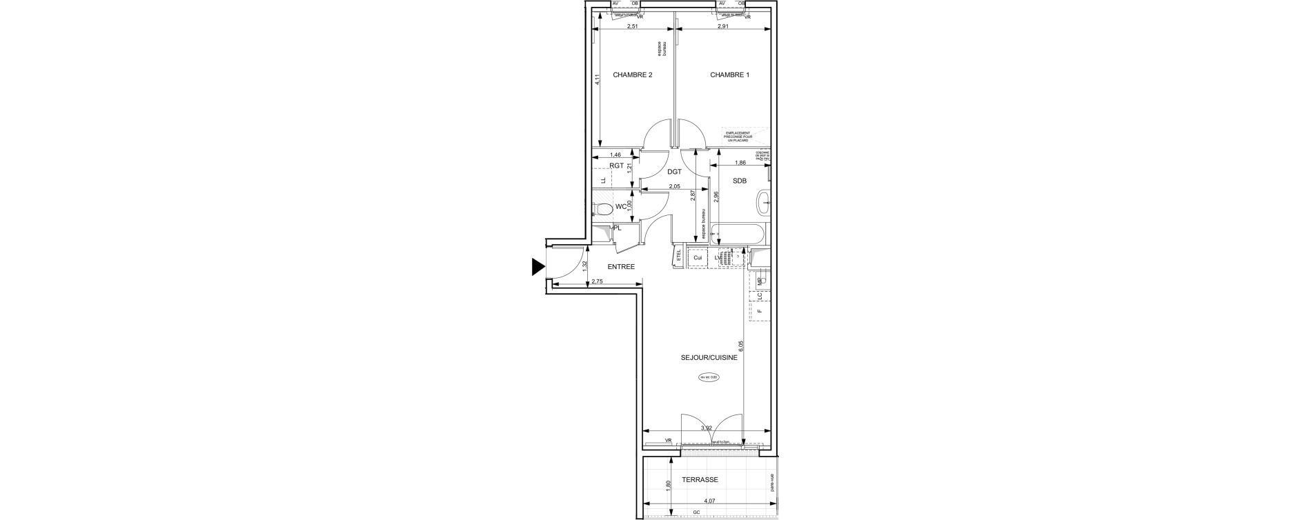 Appartement T3 de 64,05 m2 &agrave; Notre-Dame-De-Bondeville Vall&eacute;e du cailly - centre ville ouest