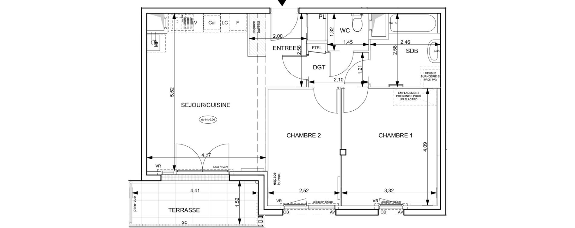 Appartement T3 de 60,63 m2 &agrave; Notre-Dame-De-Bondeville Vall&eacute;e du cailly - centre ville ouest