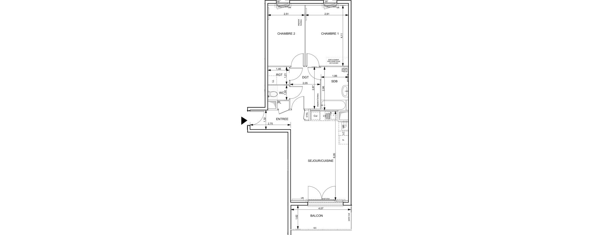 Appartement T3 de 64,02 m2 &agrave; Notre-Dame-De-Bondeville Vall&eacute;e du cailly - centre ville ouest