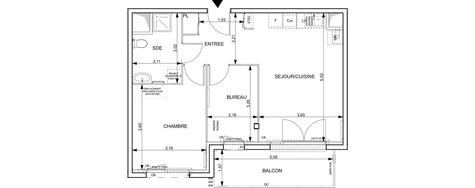 Appartement T2 de 51,18 m2 &agrave; Notre-Dame-De-Bondeville Vall&eacute;e du cailly - centre ville ouest