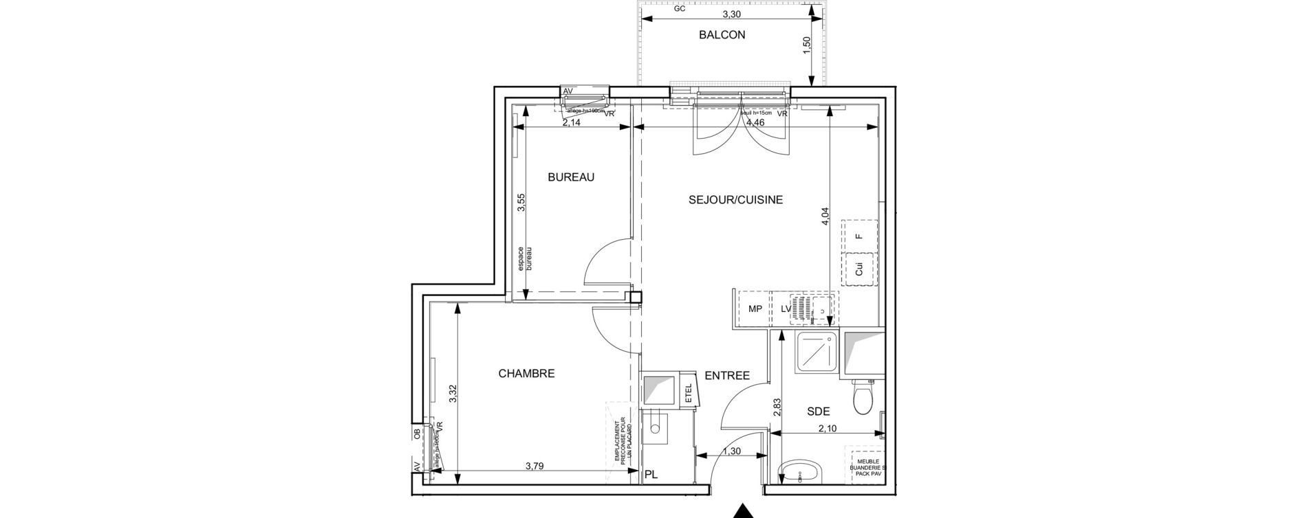 Appartement T2 de 49,11 m2 &agrave; Notre-Dame-De-Bondeville Vall&eacute;e du cailly - centre ville ouest