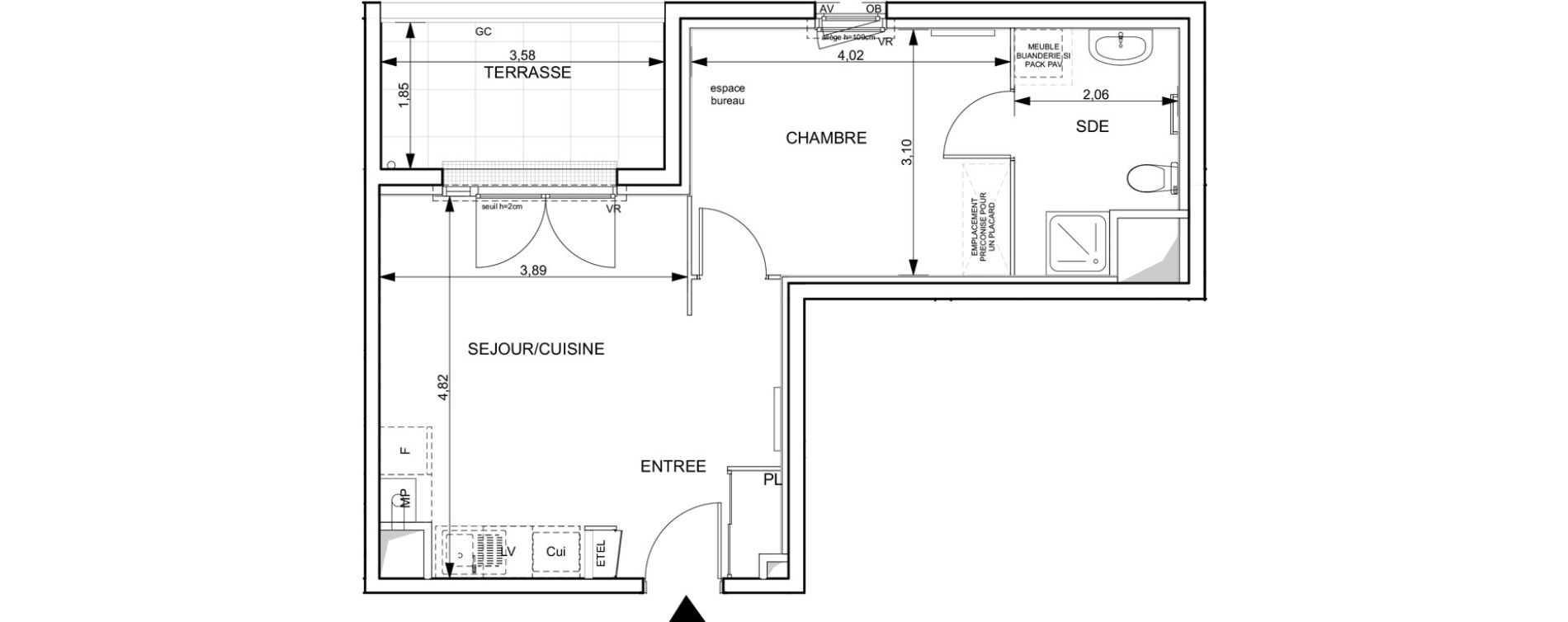 Appartement T2 de 40,38 m2 &agrave; Notre-Dame-De-Bondeville Vall&eacute;e du cailly - centre ville ouest