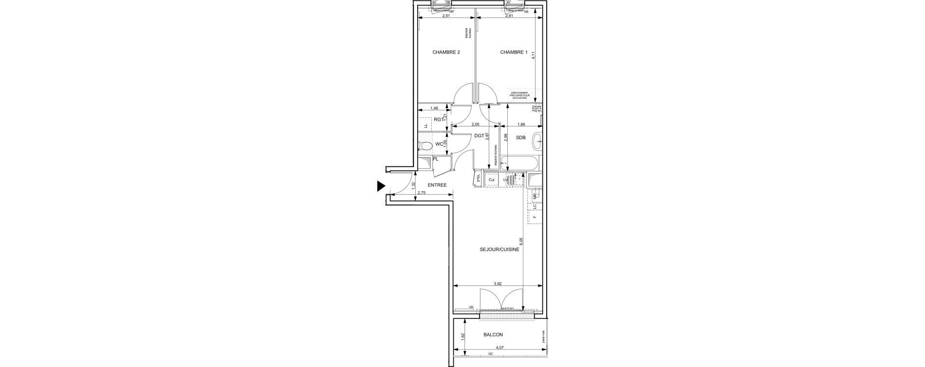 Appartement T3 de 64,06 m2 &agrave; Notre-Dame-De-Bondeville Vall&eacute;e du cailly - centre ville ouest