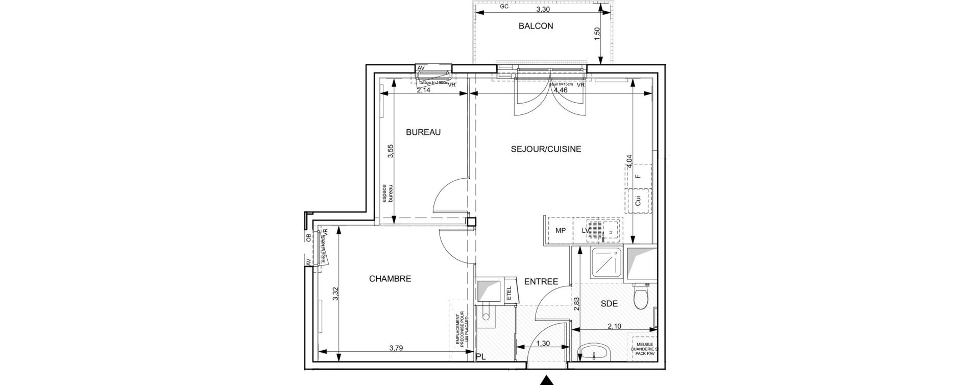 Appartement T2 de 49,12 m2 &agrave; Notre-Dame-De-Bondeville Vall&eacute;e du cailly - centre ville ouest