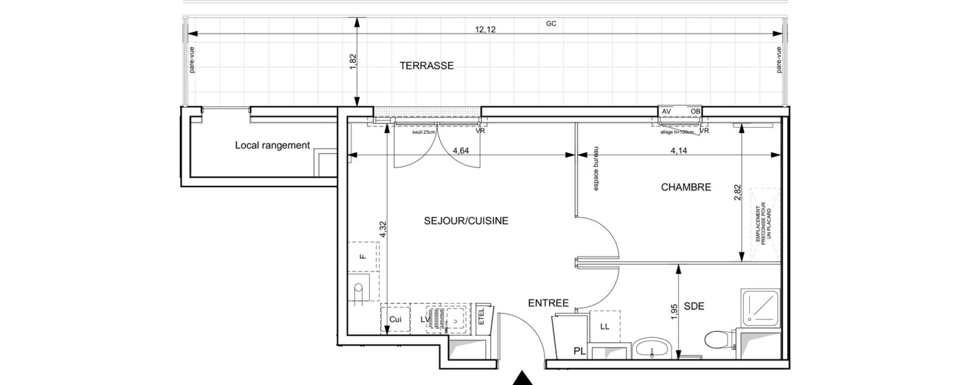 Appartement T2 de 39,47 m2 &agrave; Notre-Dame-De-Bondeville Vall&eacute;e du cailly - centre ville ouest