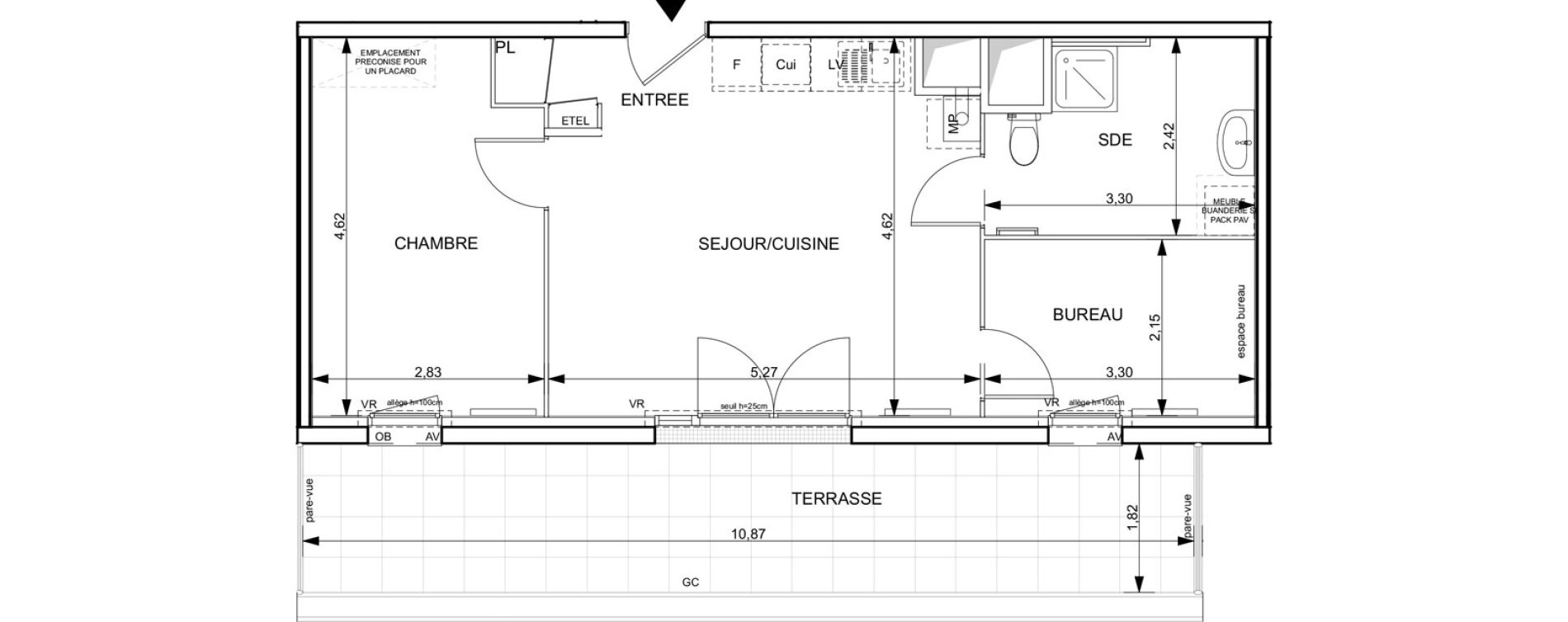 Appartement T2 de 50,74 m2 &agrave; Notre-Dame-De-Bondeville Vall&eacute;e du cailly - centre ville ouest