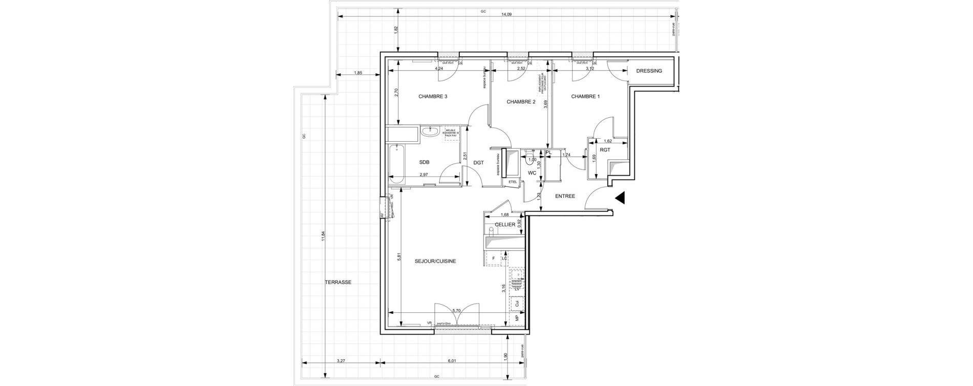 Appartement T4 de 85,64 m2 &agrave; Notre-Dame-De-Bondeville Vall&eacute;e du cailly - centre ville ouest