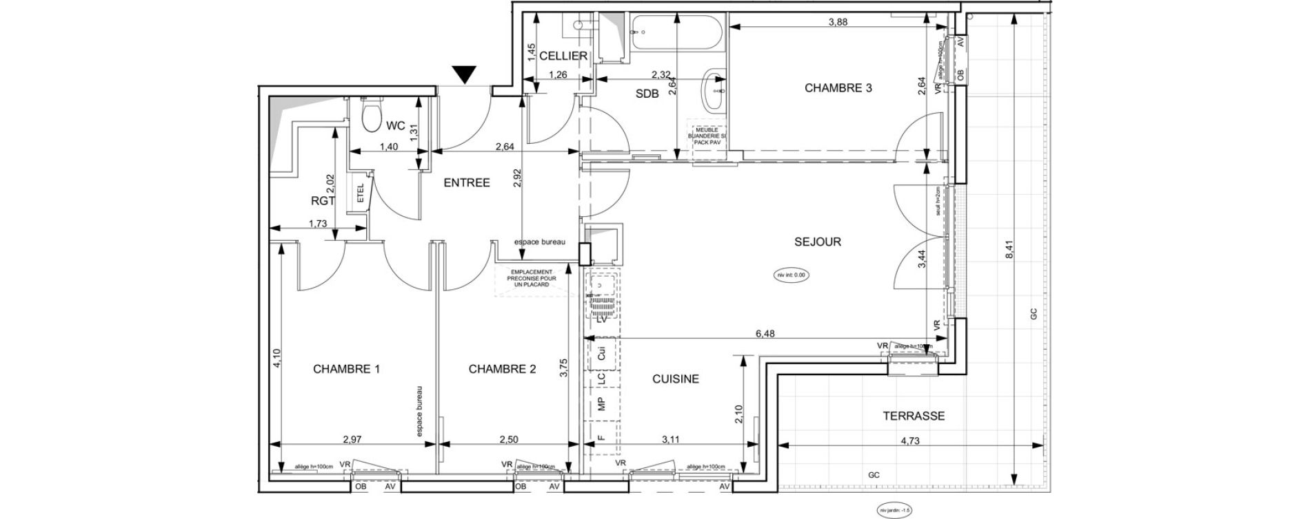 Appartement T4 de 80,93 m2 &agrave; Notre-Dame-De-Bondeville Vall&eacute;e du cailly - centre ville ouest