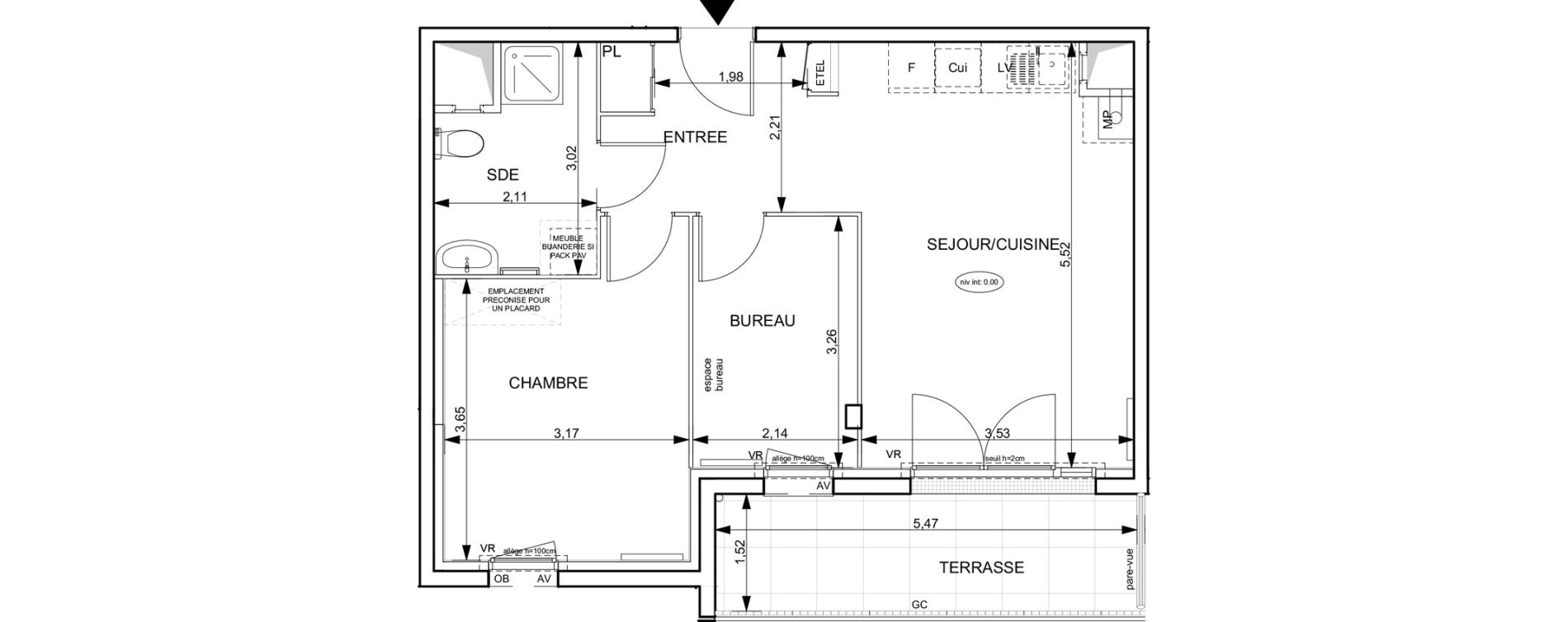 Appartement T2 de 51,11 m2 &agrave; Notre-Dame-De-Bondeville Vall&eacute;e du cailly - centre ville ouest