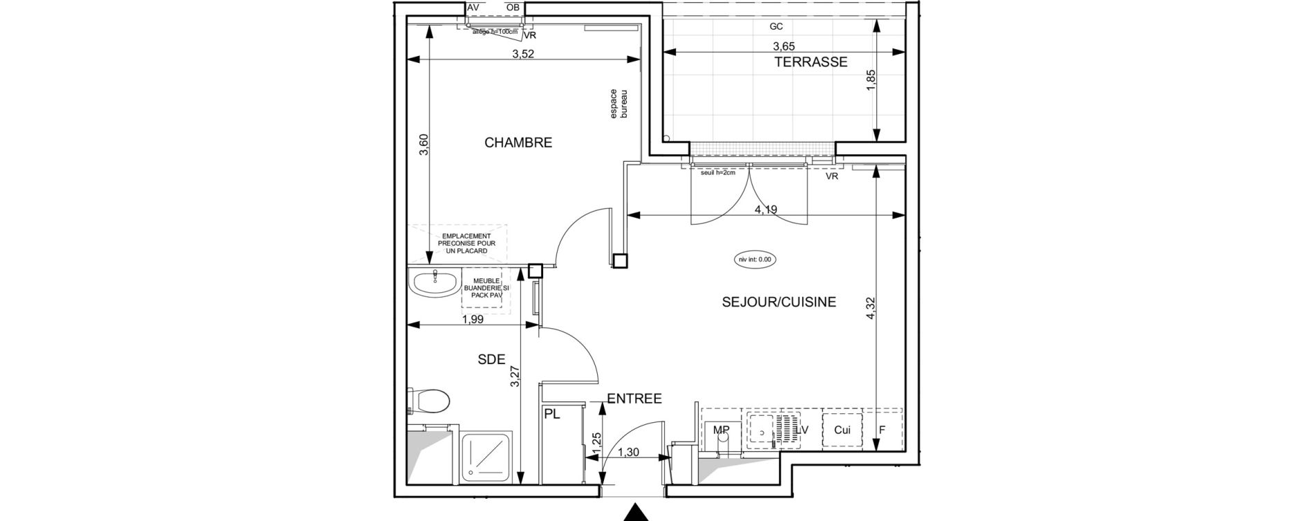 Appartement T2 de 40,44 m2 &agrave; Notre-Dame-De-Bondeville Vall&eacute;e du cailly - centre ville ouest