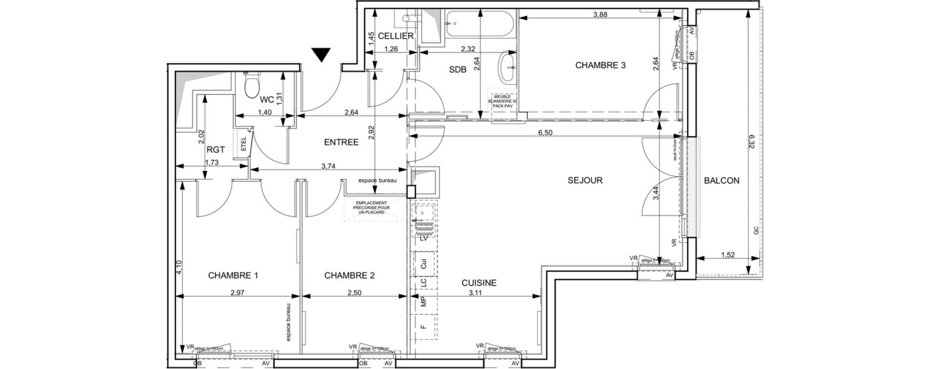 Appartement T4 de 80,99 m2 &agrave; Notre-Dame-De-Bondeville Vall&eacute;e du cailly - centre ville ouest