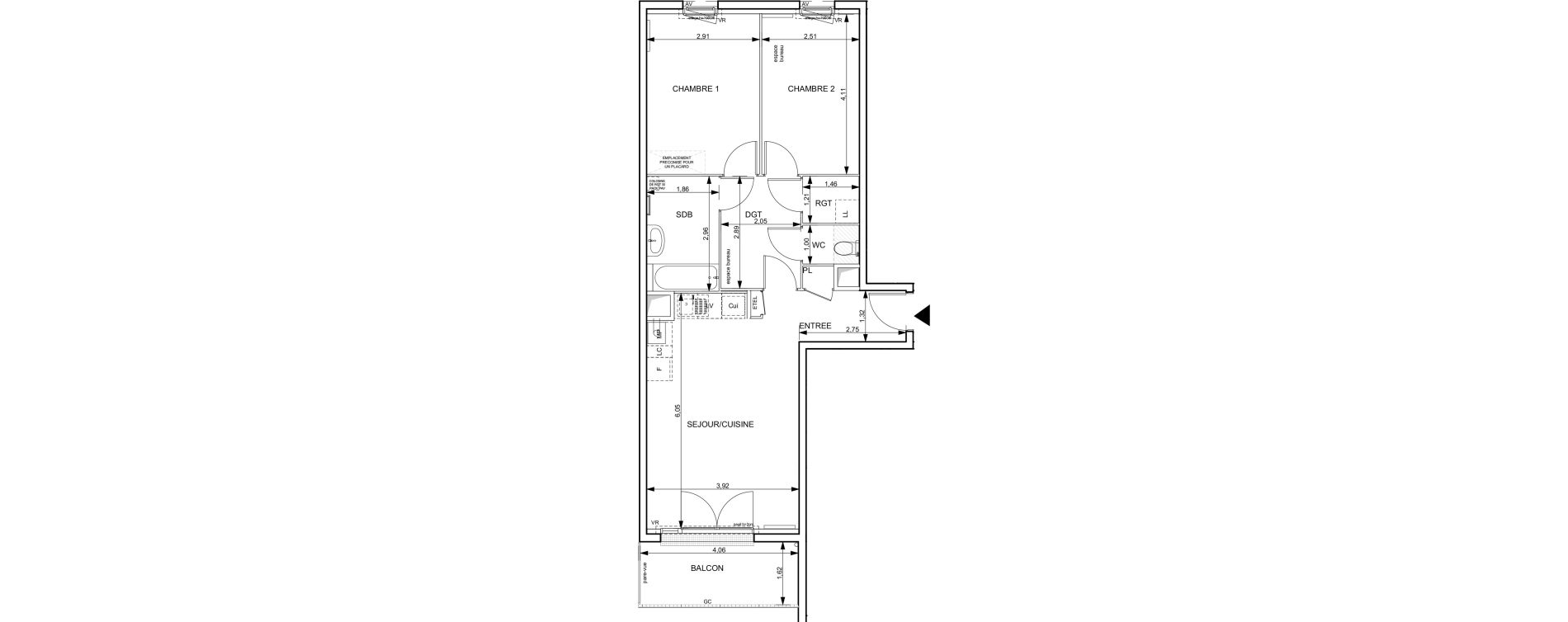 Appartement T3 de 64,06 m2 &agrave; Notre-Dame-De-Bondeville Vall&eacute;e du cailly - centre ville ouest