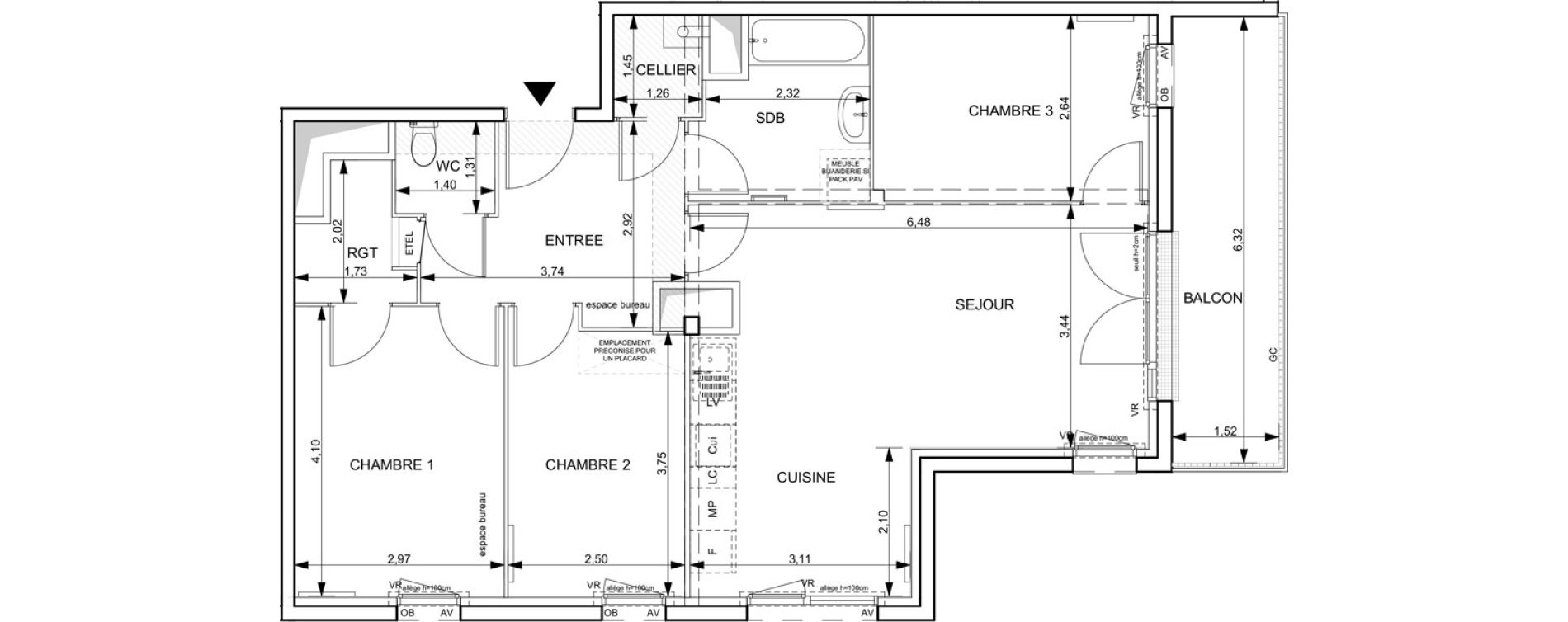 Appartement T4 de 80,93 m2 &agrave; Notre-Dame-De-Bondeville Vall&eacute;e du cailly - centre ville ouest