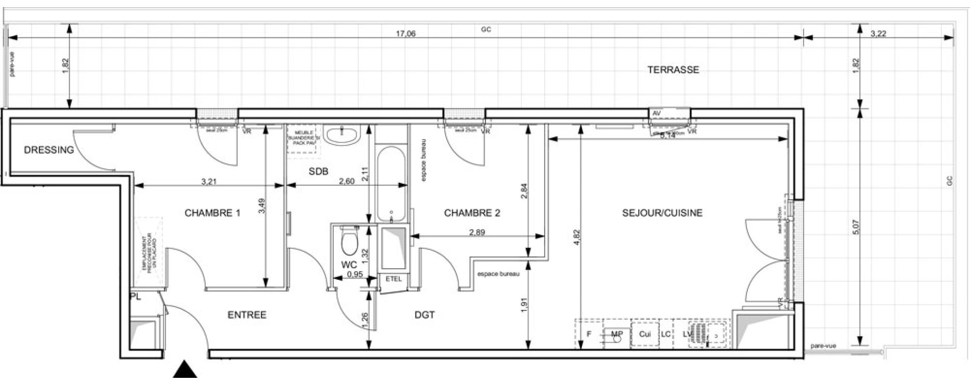 Appartement T3 de 66,64 m2 &agrave; Notre-Dame-De-Bondeville Vall&eacute;e du cailly - centre ville ouest