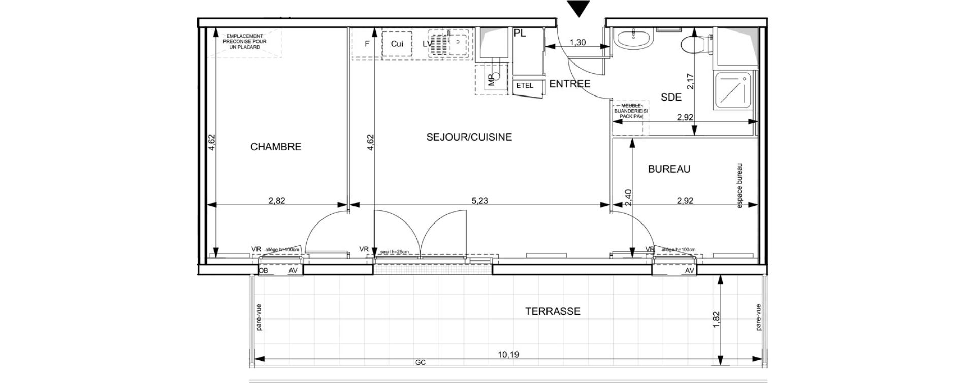 Appartement T2 de 48,73 m2 &agrave; Notre-Dame-De-Bondeville Vall&eacute;e du cailly - centre ville ouest