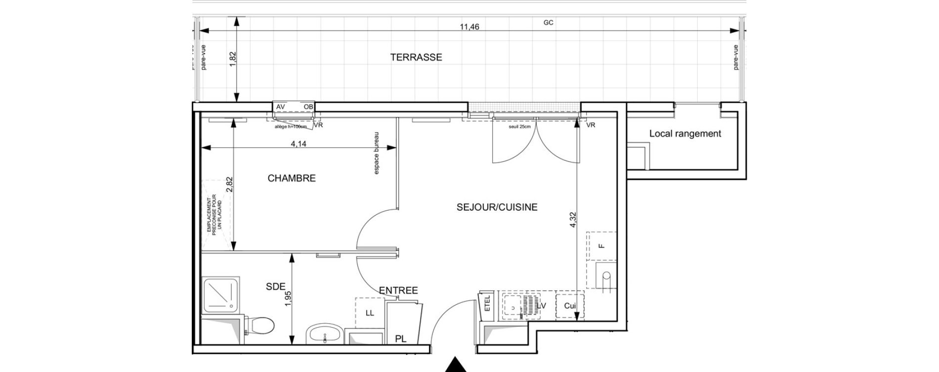 Appartement T2 de 39,47 m2 &agrave; Notre-Dame-De-Bondeville Vall&eacute;e du cailly - centre ville ouest