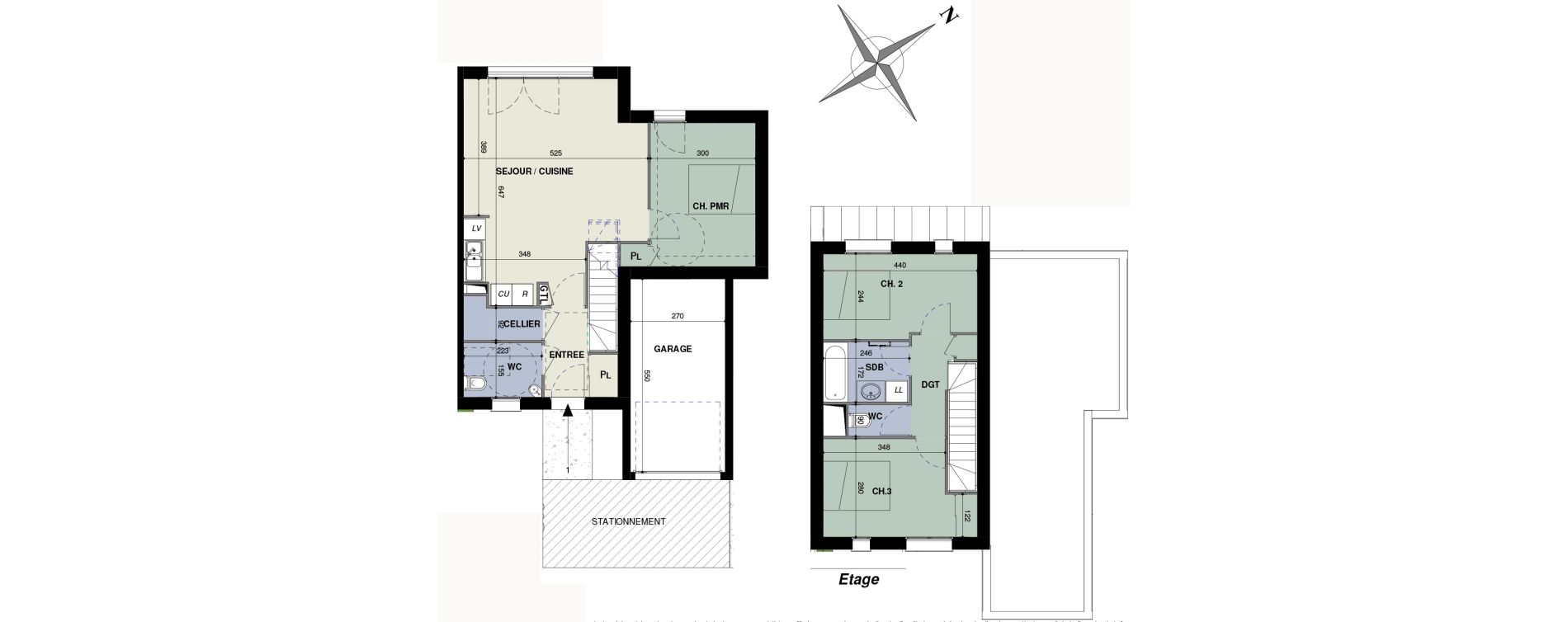 Maison T4 de 82,00 m2 &agrave; Octeville-Sur-Mer Centre