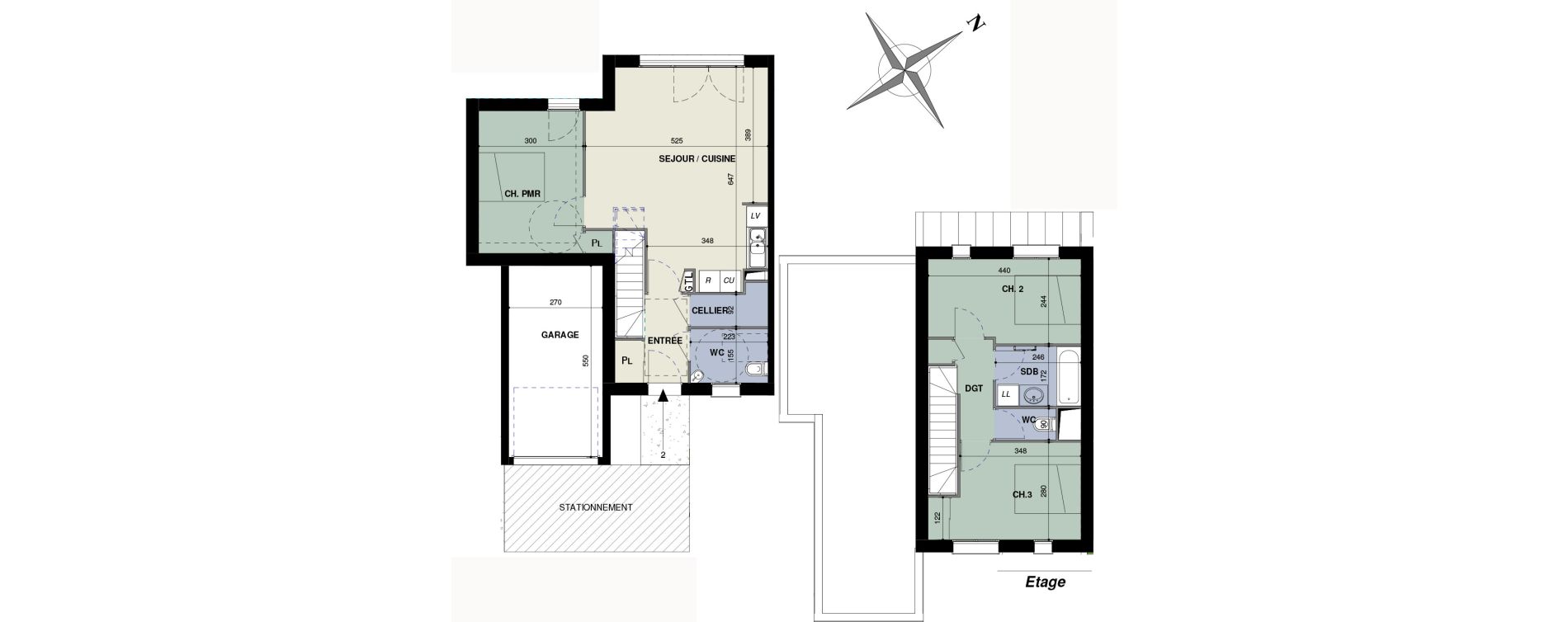 Maison T4 de 82,00 m2 &agrave; Octeville-Sur-Mer Centre