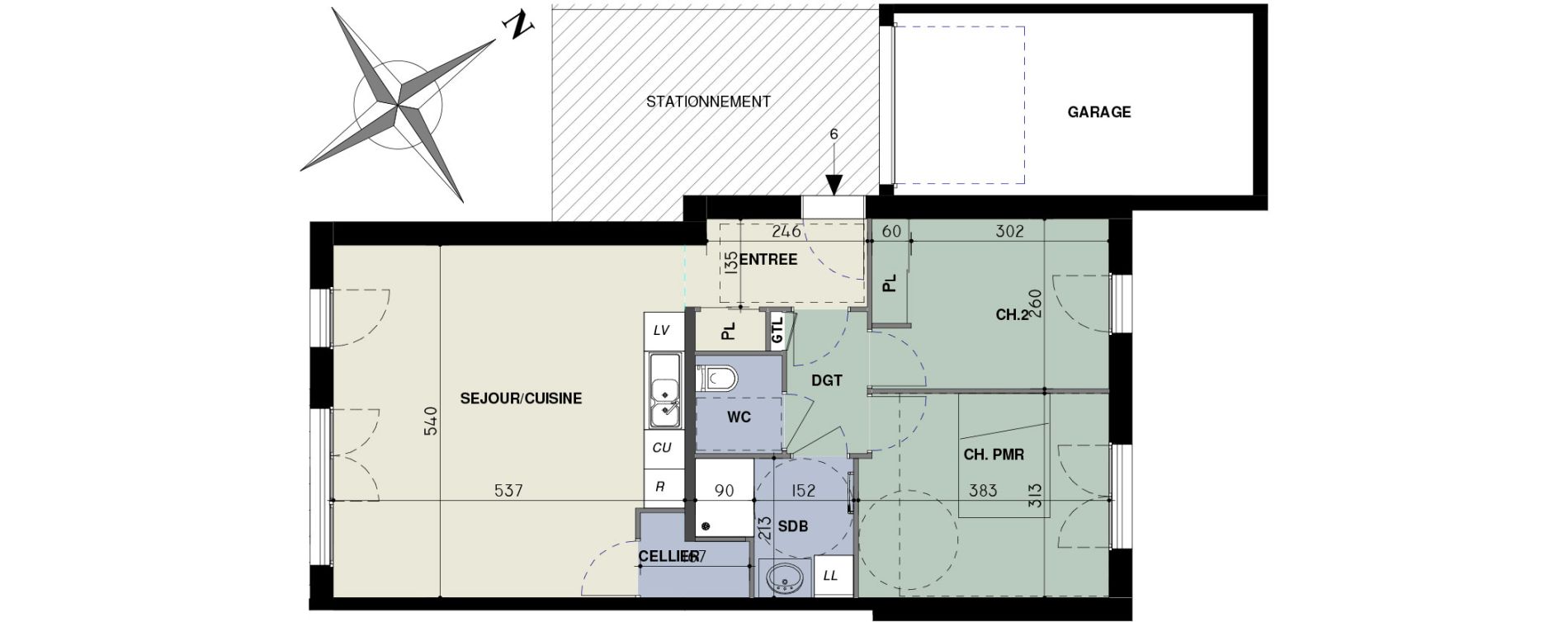 Maison T3 de 64,20 m2 &agrave; Octeville-Sur-Mer Centre