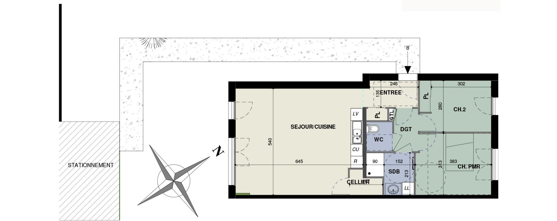 Maison T3 de 70,00 m2 &agrave; Octeville-Sur-Mer Centre