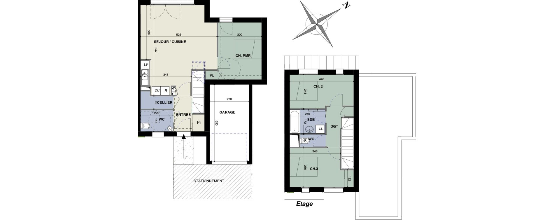 Duplex T4 de 82,00 m2 &agrave; Octeville-Sur-Mer Centre