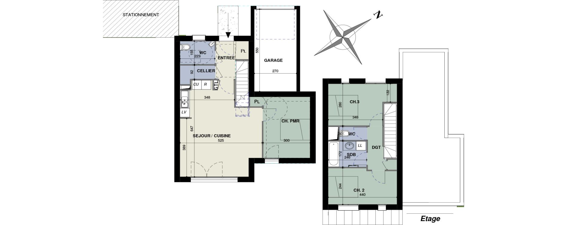 Duplex T4 de 82,00 m2 &agrave; Octeville-Sur-Mer Centre