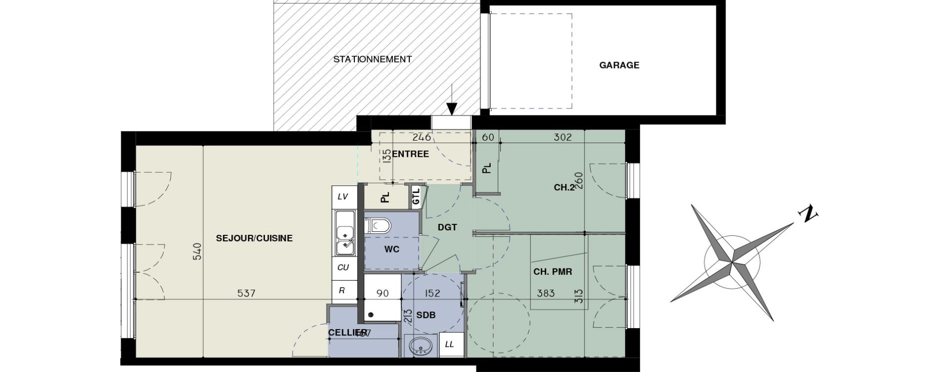 Appartement T3 de 64,20 m2 &agrave; Octeville-Sur-Mer Centre