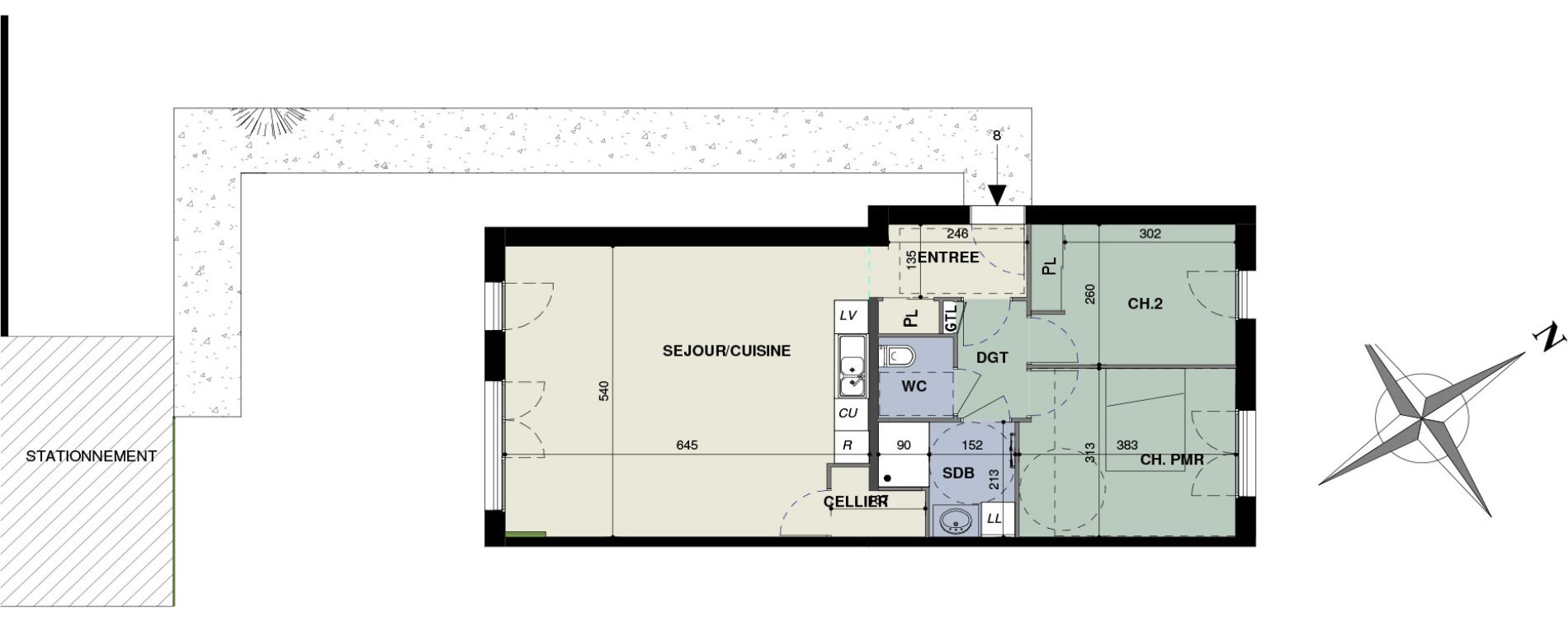 Appartement T3 de 70,00 m2 &agrave; Octeville-Sur-Mer Centre