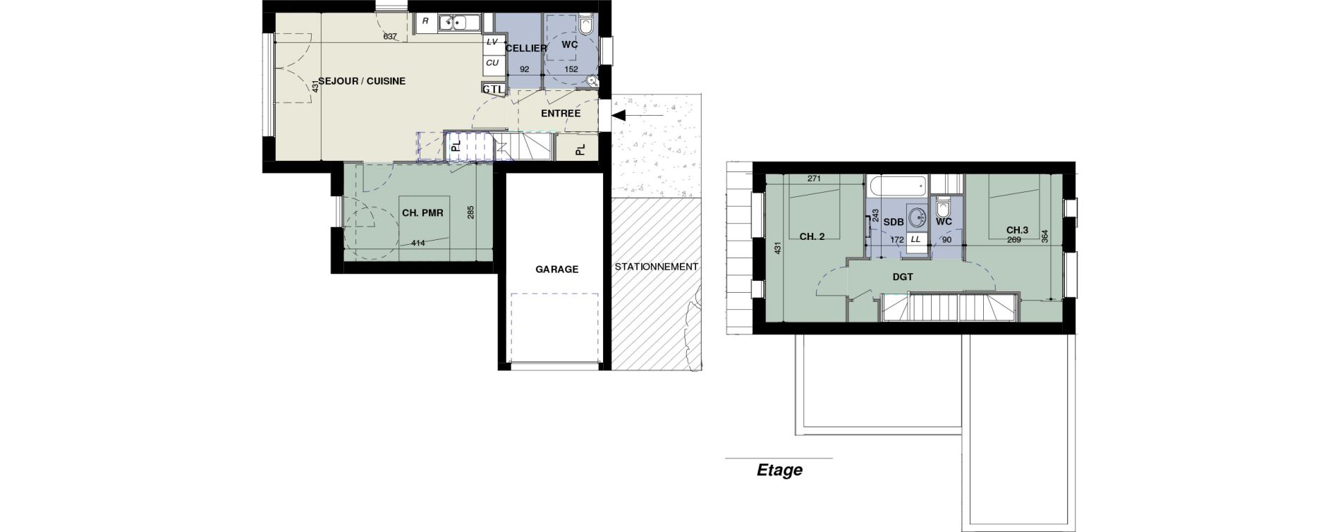 Duplex T4 de 77,10 m2 &agrave; Octeville-Sur-Mer Centre