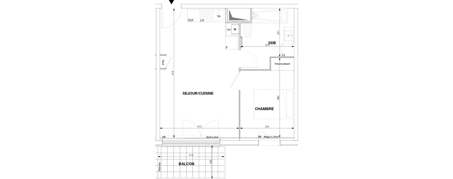 Appartement T2 de 37,59 m2 &agrave; Oissel Centre