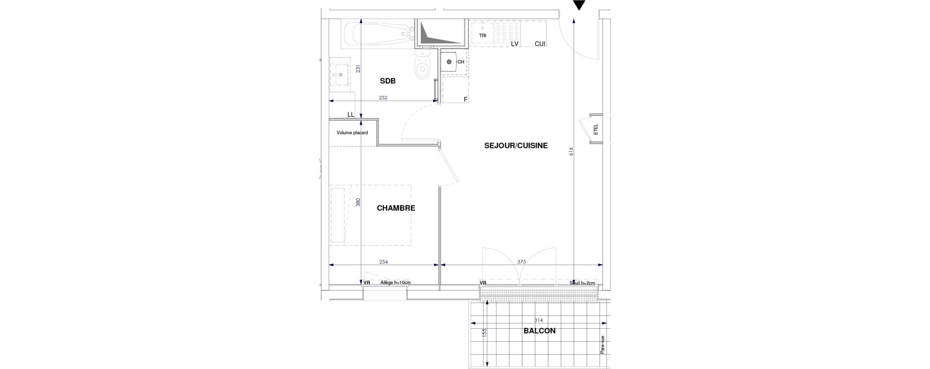 Appartement T2 de 37,48 m2 &agrave; Oissel Centre