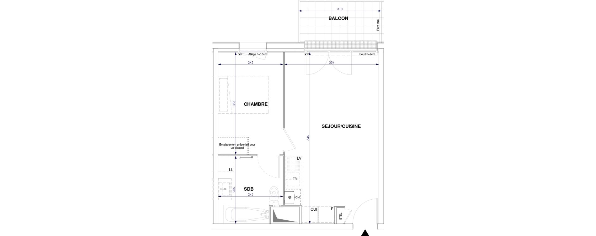 Appartement T2 de 37,45 m2 &agrave; Oissel Centre