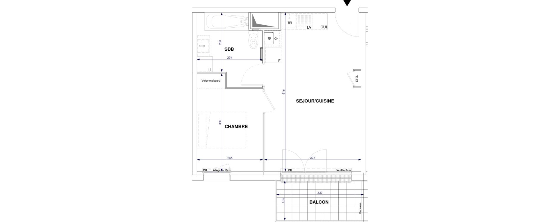 Appartement T2 de 37,59 m2 &agrave; Oissel Centre