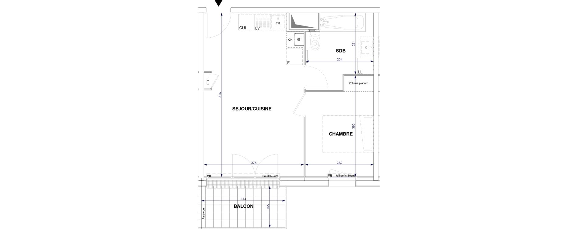 Appartement T2 de 37,59 m2 &agrave; Oissel Centre