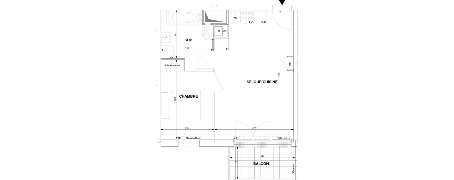 Appartement T2 de 37,48 m2 &agrave; Oissel Centre